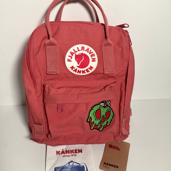 Fjallraven Kanken mini backpack In Dahlia with Poison Apple Patch - Picture 2 of 9